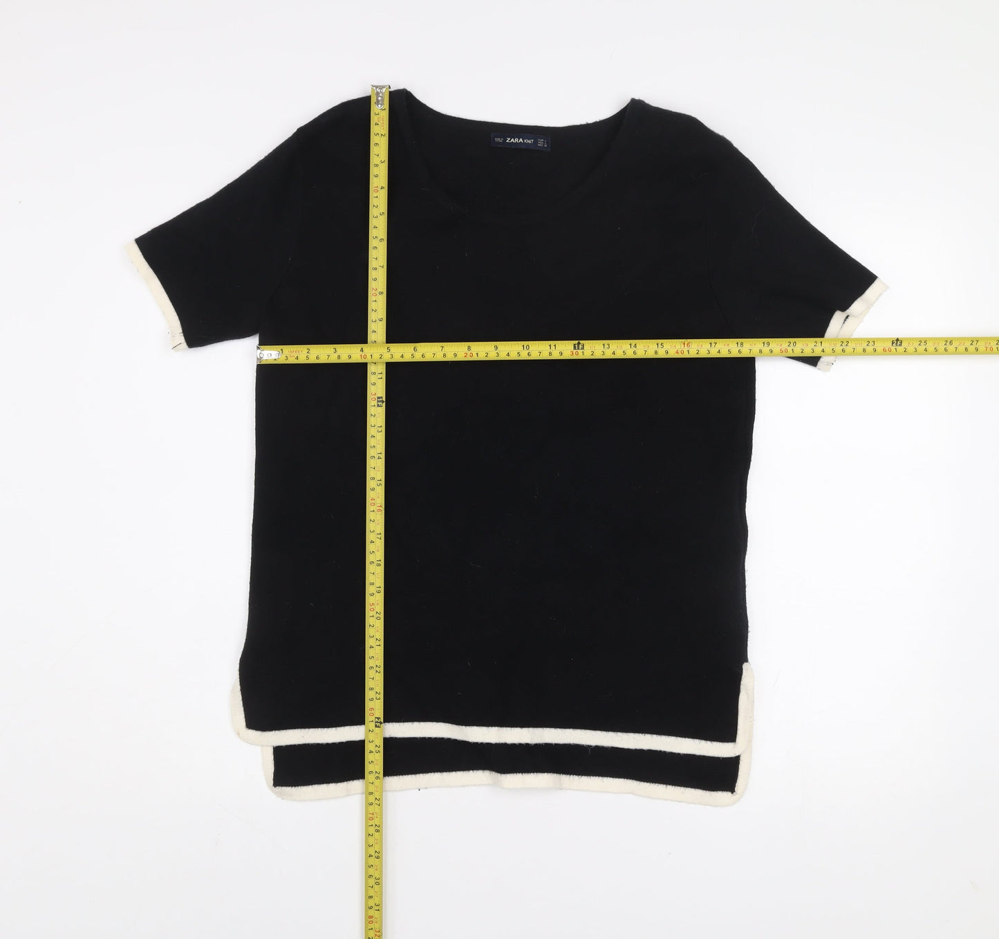 Womens UK Size L Zara Black Basic T-Shirt