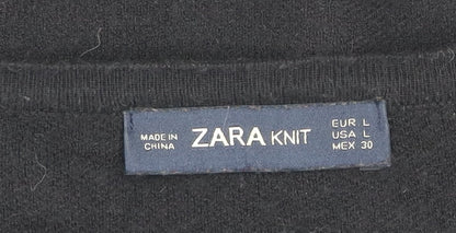 Womens UK Size L Zara Black Basic T-Shirt