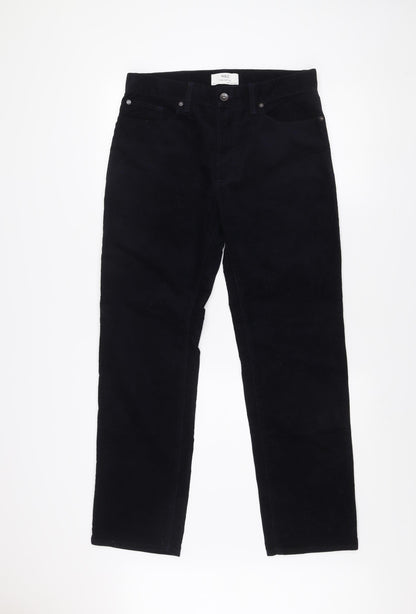 Marks and Spencer Men's Black 32 Straight Fit Corduroy Trousers
