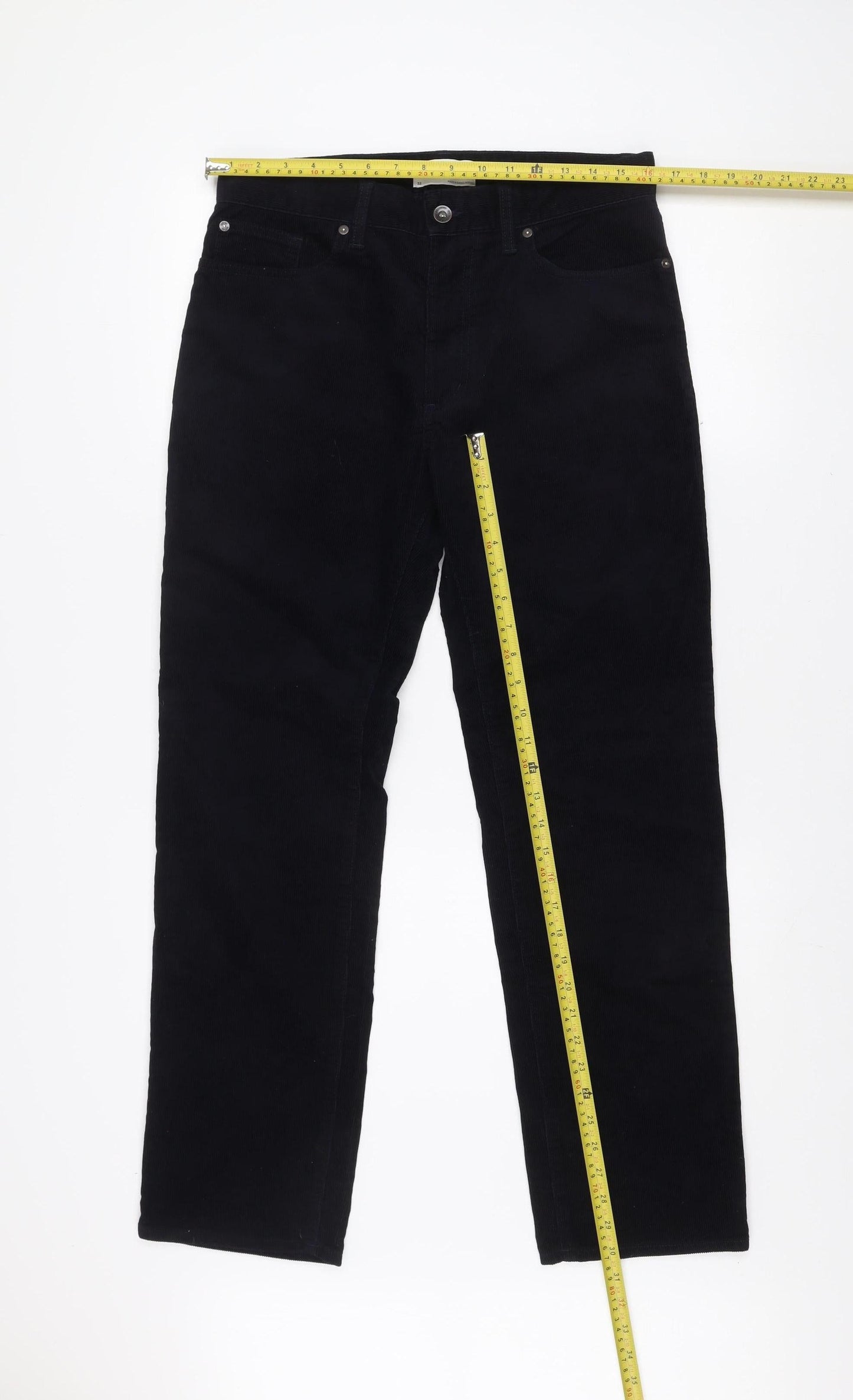 Marks and Spencer Men's Black 32 Straight Fit Corduroy Trousers