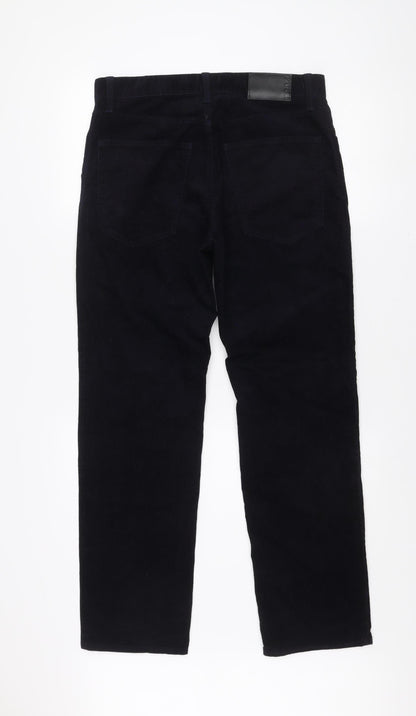 Marks and Spencer Men's Black 32 Straight Fit Corduroy Trousers