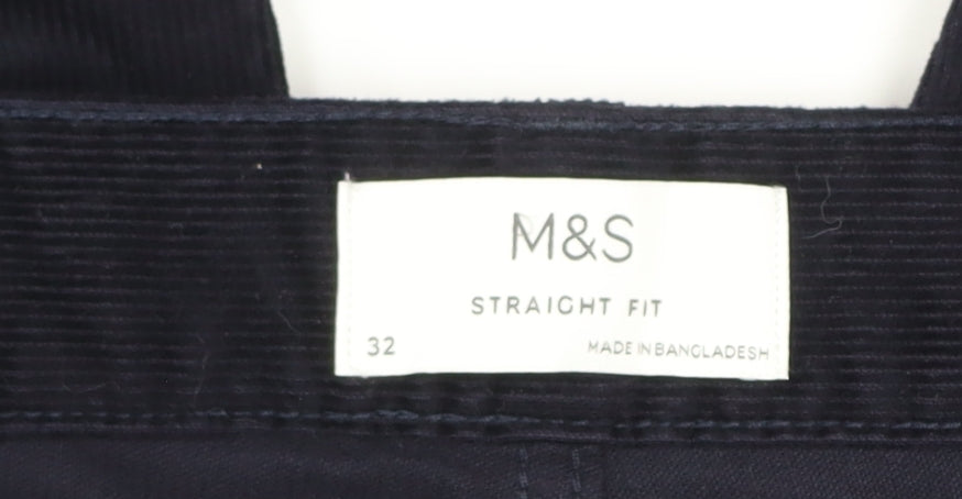 Marks and Spencer Men's Black 32 Straight Fit Corduroy Trousers