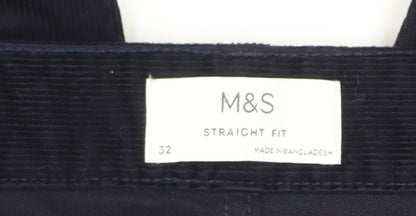 Marks and Spencer Men's Black 32 Straight Fit Corduroy Trousers
