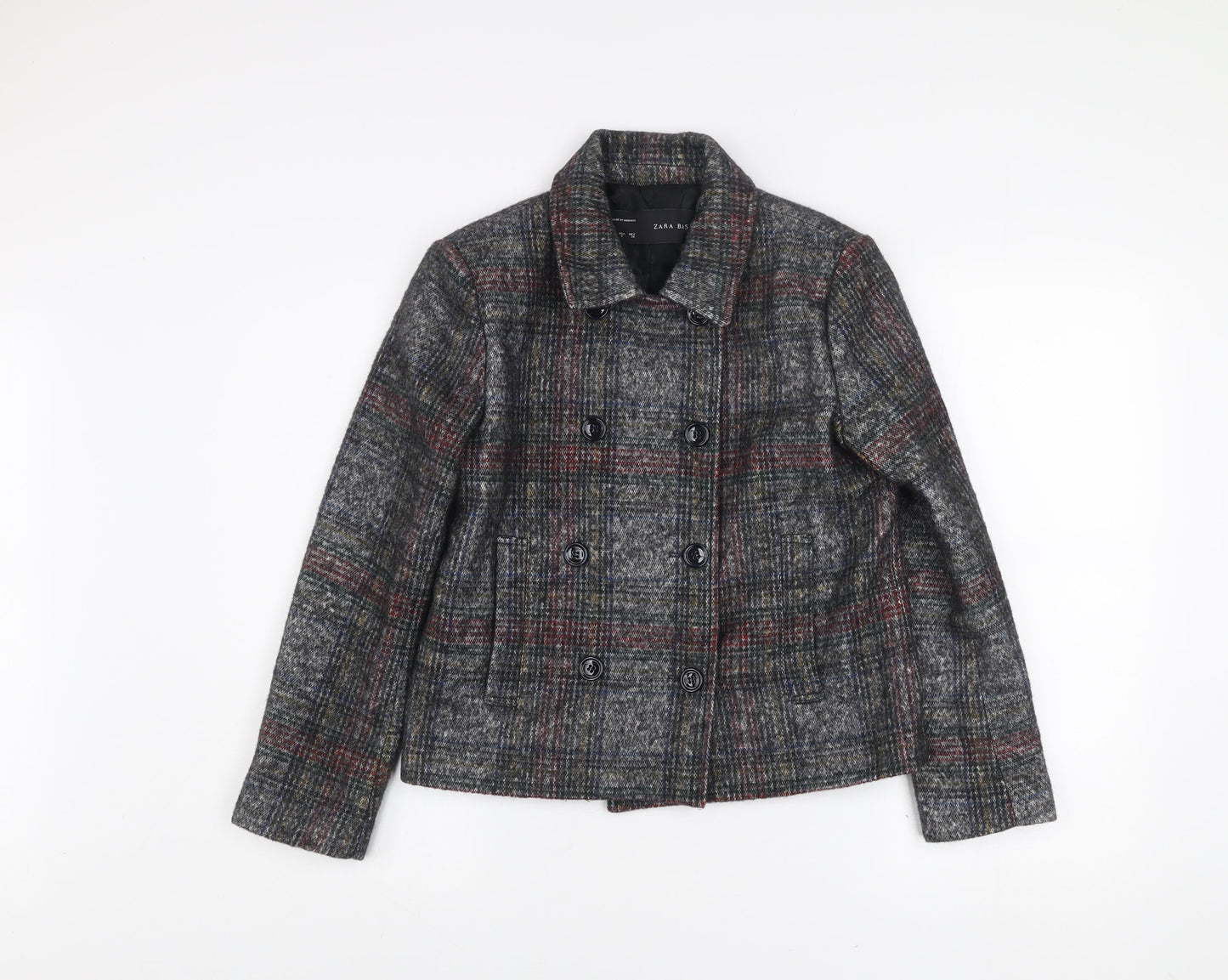 Womens UK Size S Zara Basic Grey Pea Coat