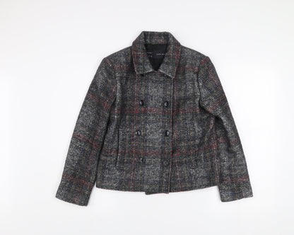 Womens UK Size S Zara Basic Grey Pea Coat