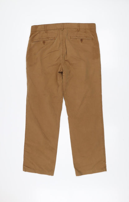 Meyer Men Brown Chino Trousers Size 34/32 Regular Fit Stretch Cotton