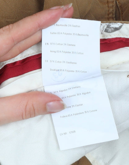 Meyer Men Brown Chino Trousers Size 34/32 Regular Fit Stretch Cotton