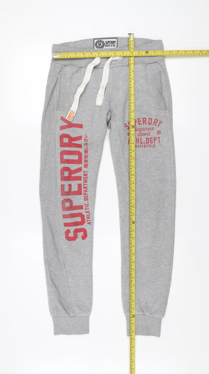 Superdry Men's Grey Jogger Sweatpants 2XS Regular Fit Fleece Trousers