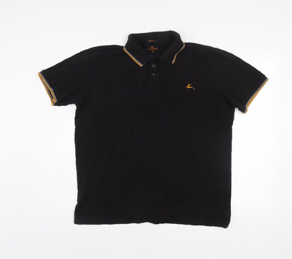 Nazareno Gabrielli Men's Black 2XL Regular Fit Cotton Polo Shirt