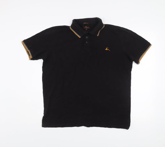 Nazareno Gabrielli Men's Black 2XL Regular Fit Cotton Polo Shirt