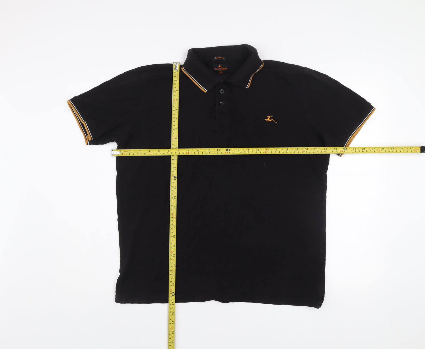 Nazareno Gabrielli Men's Black 2XL Regular Fit Cotton Polo Shirt