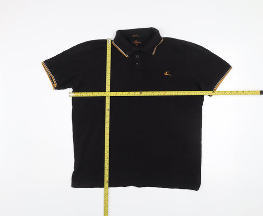 Nazareno Gabrielli Men's Black 2XL Regular Fit Cotton Polo Shirt