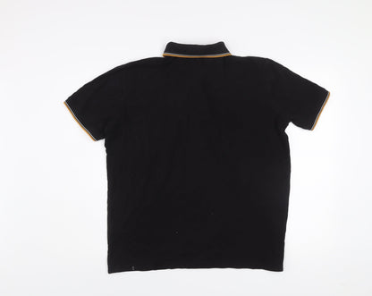 Nazareno Gabrielli Men's Black 2XL Regular Fit Cotton Polo Shirt