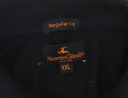 Nazareno Gabrielli Men's Black 2XL Regular Fit Cotton Polo Shirt