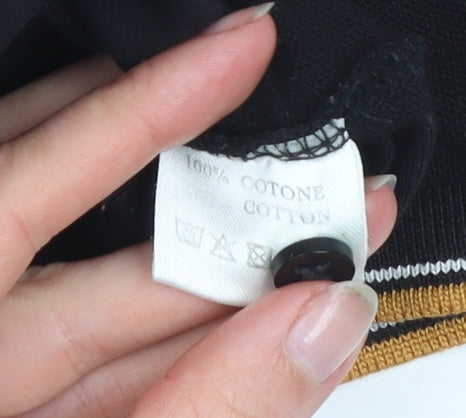 Nazareno Gabrielli Men's Black 2XL Regular Fit Cotton Polo Shirt