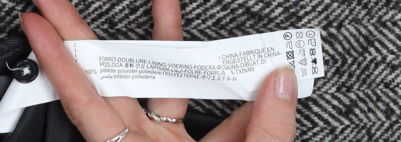 Zara Men's Grey Herringbone Wool Blend XL Long Overcoat