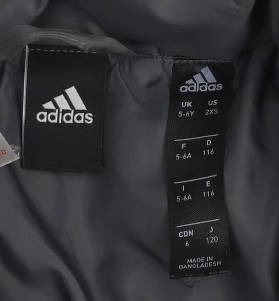 adidas Boys Grey 5-6 Years Puffer Jacket Winter Lightweight Coat