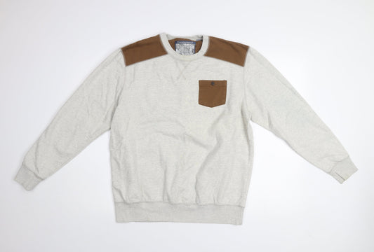 Twistedsoul Men's Grey 2XL Pullover Sweatshirt with Brown Accents