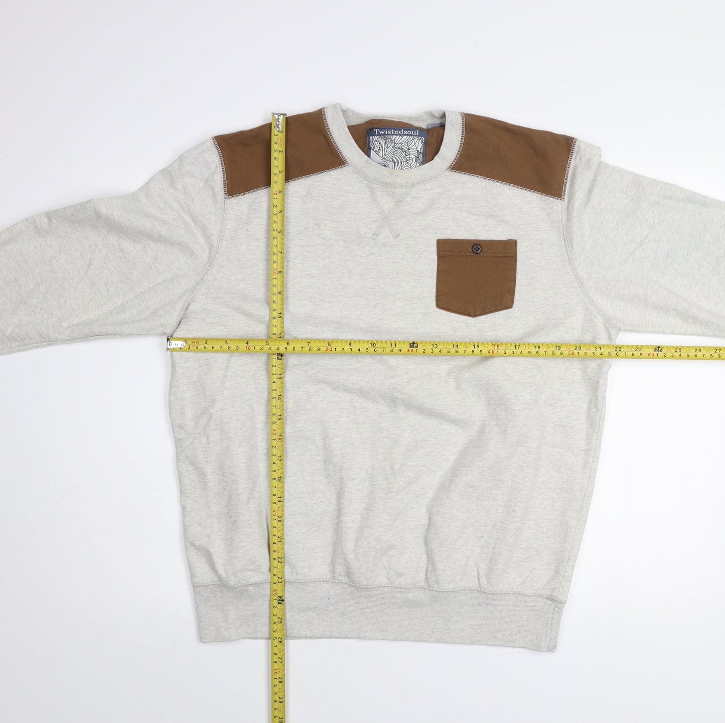 Twistedsoul Men's Grey 2XL Pullover Sweatshirt with Brown Accents