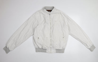 Schott NYC Men's White Striped Army Bomber Jacket XL Cotton Zip