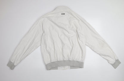 Schott NYC Men's White Striped Army Bomber Jacket XL Cotton Zip