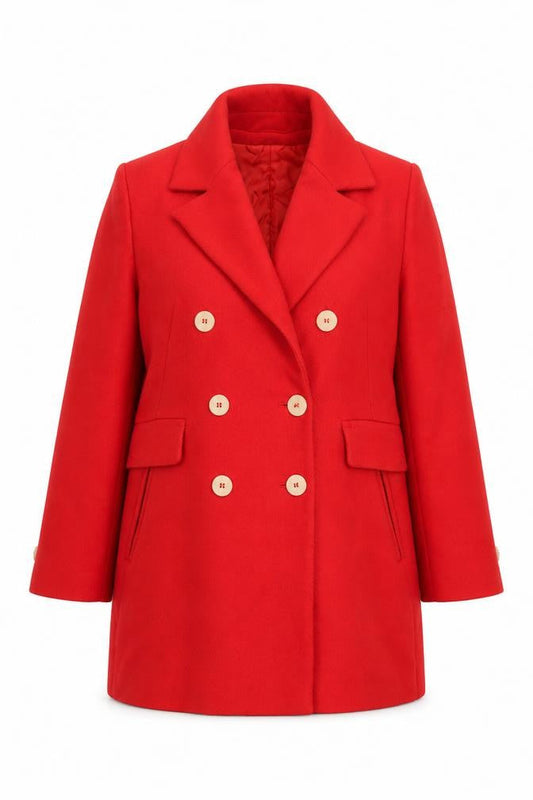 Womens UK Size 14 Mango Red Pea Coat