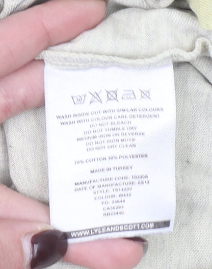 Lyle & Scott Men Beige Argyle Diamond Relaxed Fit T-Shirt L