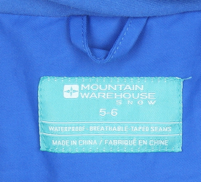 Mountain Warehouse Boys Blue Waterproof Hooded Ski Jacket 5-6 Years