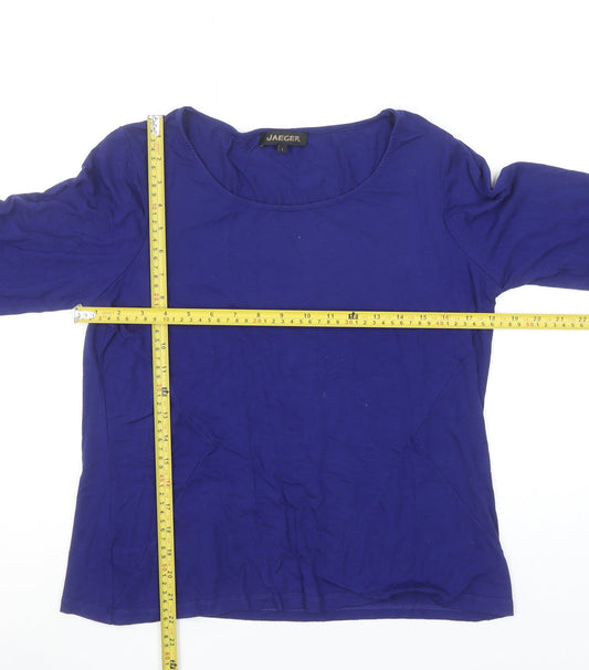 Jaeger Women's Blue 3/4 Sleeve Basic Jersey Top Size L
