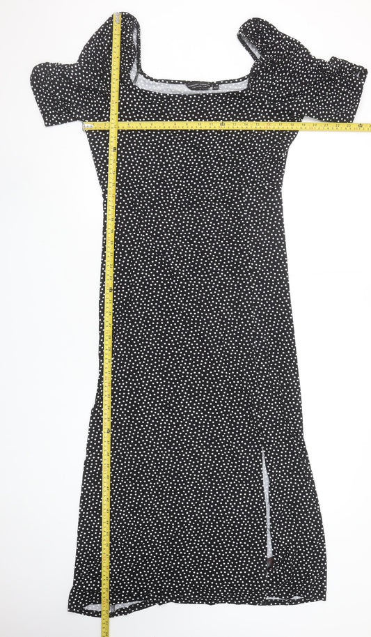 Dorothy Perkins Women’s Black Polka Dot Midi Bodycon Dress UK 18