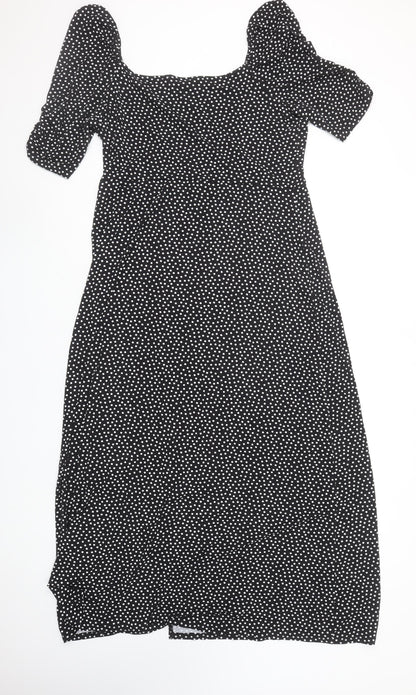 Dorothy Perkins Women’s Black Polka Dot Midi Bodycon Dress UK 18