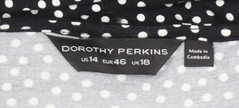 Dorothy Perkins Women’s Black Polka Dot Midi Bodycon Dress UK 18