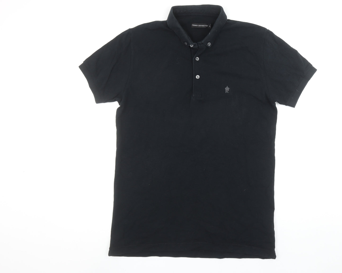 French Connection Men's Black Cotton Polo Shirt Size M