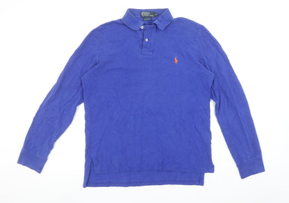 Ralph Lauren Men's Blue Long Sleeve Polo Shirt M Custom Fit Cotton
