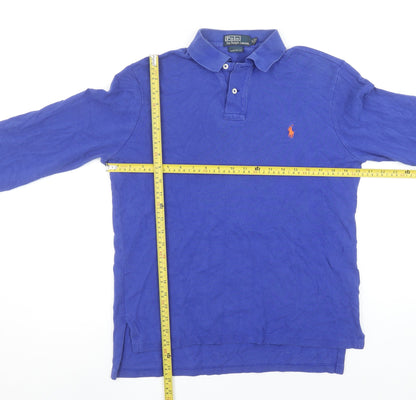 Ralph Lauren Men's Blue Long Sleeve Polo Shirt M Custom Fit Cotton