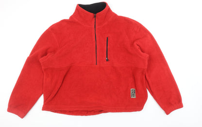 Timberland Mens Red Fleece Half Zip Pullover Sweatshirt L