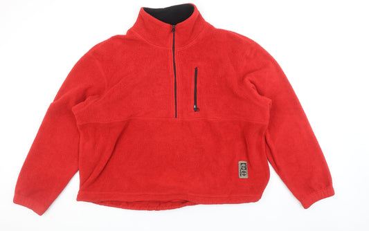 Timberland Mens Red Fleece Half Zip Pullover Sweatshirt L