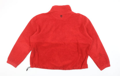 Timberland Mens Red Fleece Half Zip Pullover Sweatshirt L