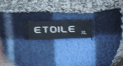 ETOILE Men's Brown Wool Blend Full Zip Knit Jumper XL High Neck