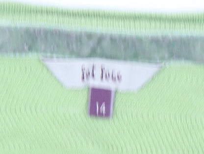 Fat Face Womens Green Size 14 Cotton Knit Short Sleeve Cardigan