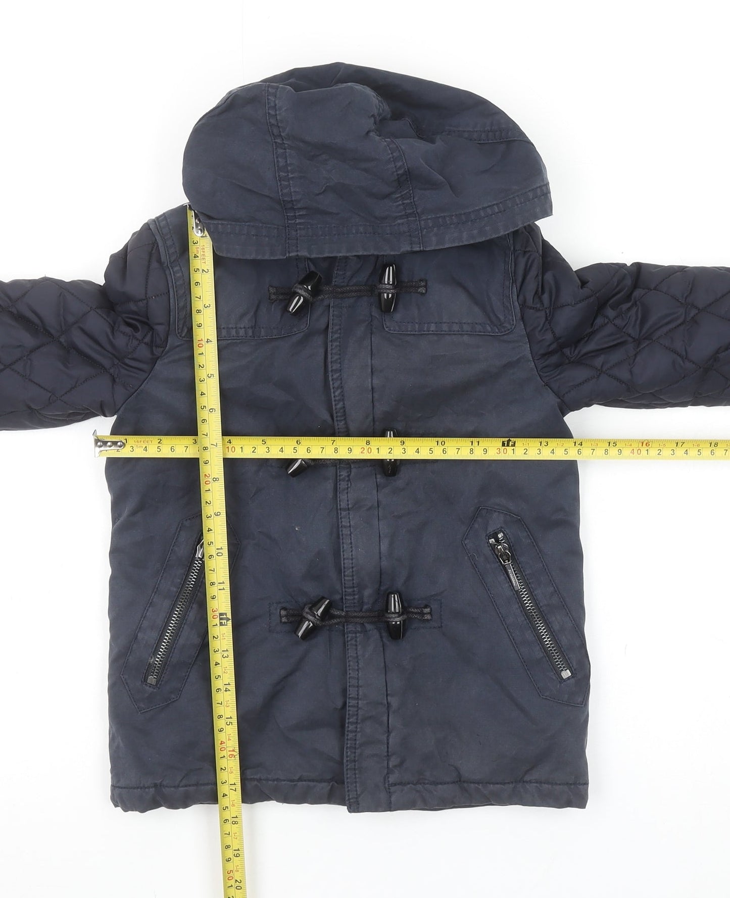 Burberry Boys Blue Hooded Quilted Duffle Coat 4 Years Classic Mid-Length Jacket