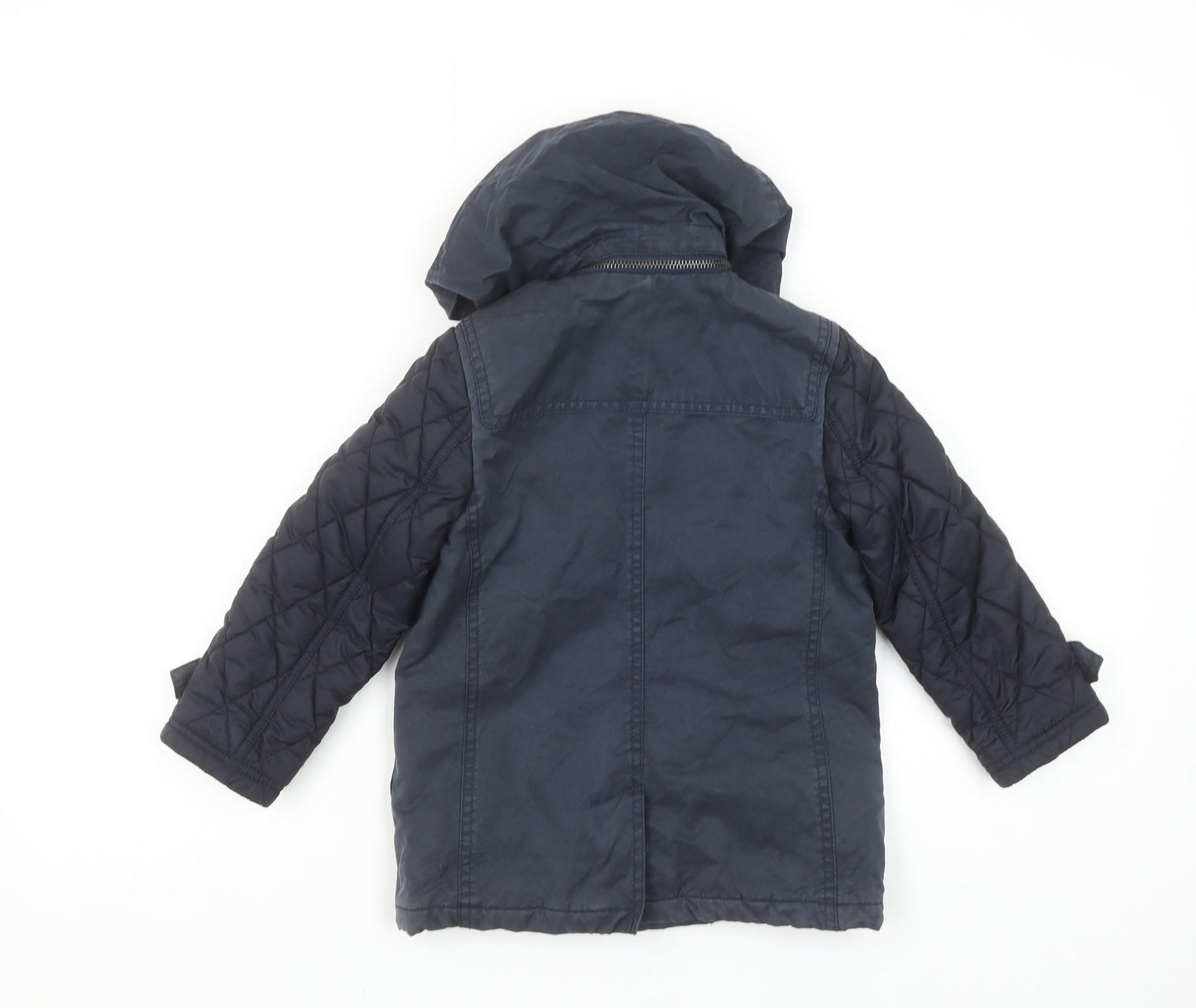 Burberry Boys Blue Hooded Quilted Duffle Coat 4 Years Classic Mid-Length Jacket