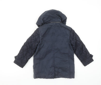 Burberry Boys Blue Hooded Quilted Duffle Coat 4 Years Classic Mid-Length Jacket