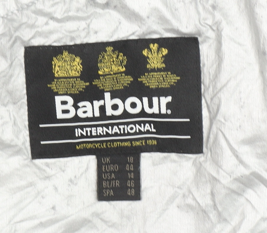 Barbour International Women’s Grey Hooded Windbreaker Jacket Size 18