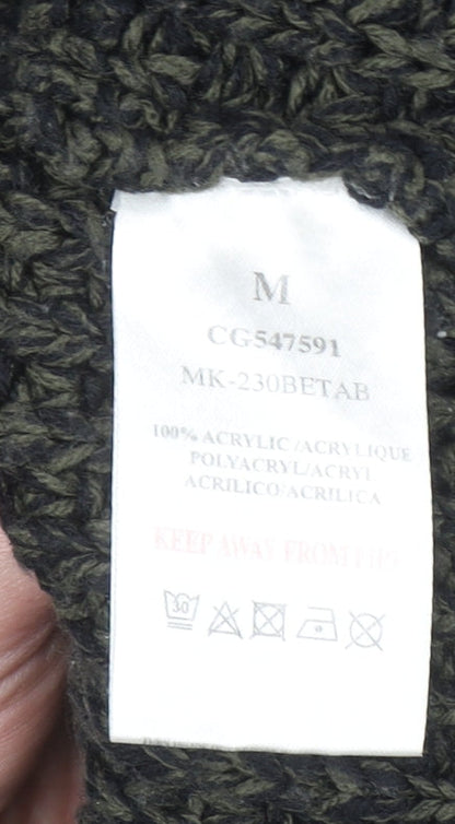 Brave Soul Men's Green Chunky Knit Crew Neck Jumper Size M