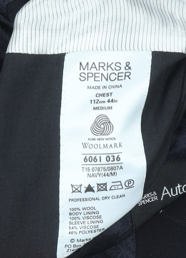 Marks and Spencer Autograph Men's Navy 44 Regular Wool Blazer Jacket