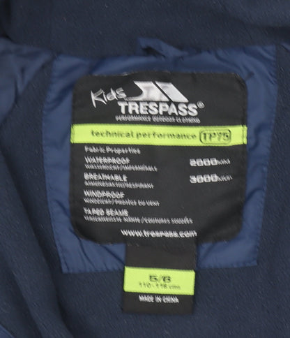 Trespass Boys Blue Hooded Waterproof Snowsuit 5-6 Years Winter Outerwear