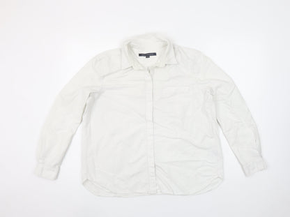 French Connection Women's White Cotton Long Sleeve Button-Up Shirt Size 12