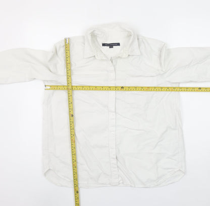 French Connection Women's White Cotton Long Sleeve Button-Up Shirt Size 12