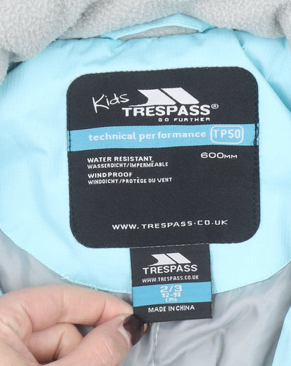 Trespass Girls Blue Waterproof Insulated Snowsuit 2-3 Years Winter Ski Wear